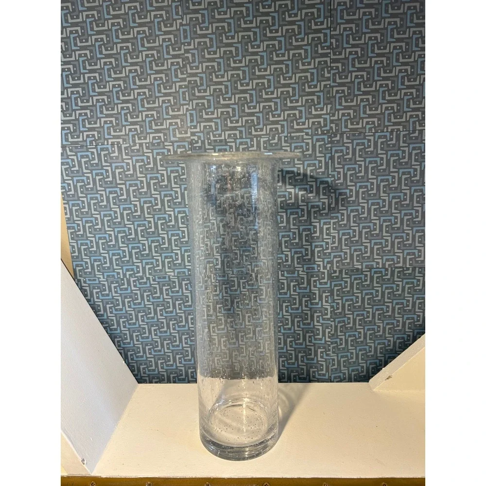 Bubble Glass Cylinder Vase Wide Rim Clear 10.5 Inch Tall (2 are available)‎